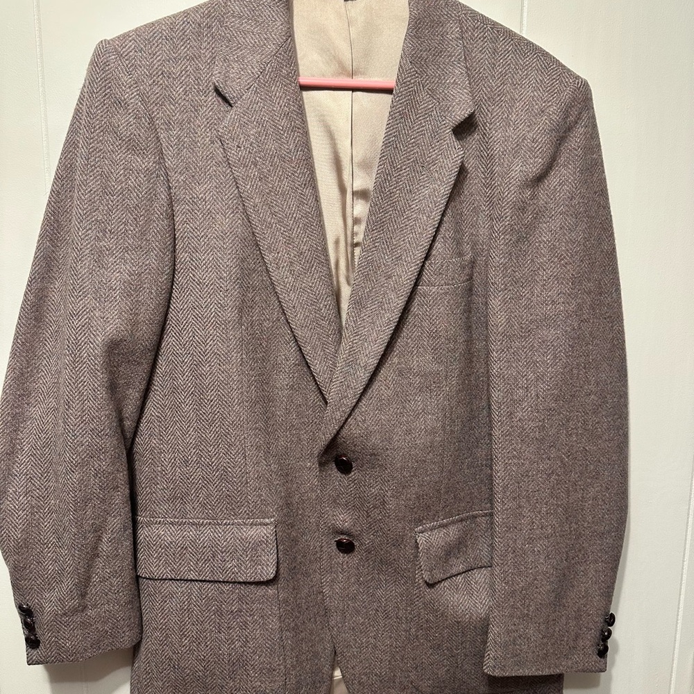 Farah Brown Herringbone Blazer 100% Pure Wool 40R